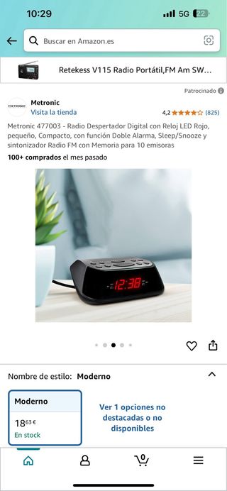 Radio despertador Metronic 477003