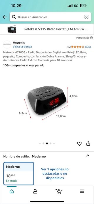 Radio despertador Metronic 477003