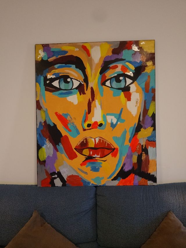 Cuadro abstracto multicolor echo a mano