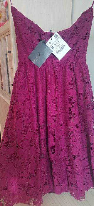 Vestido Zara Basic morado - Talla M