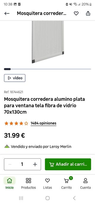 Mosquitera aluminio blanca para ventana 77x122cm