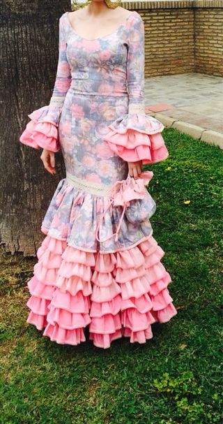 Traje Flamenca Rosa - Talla 36
