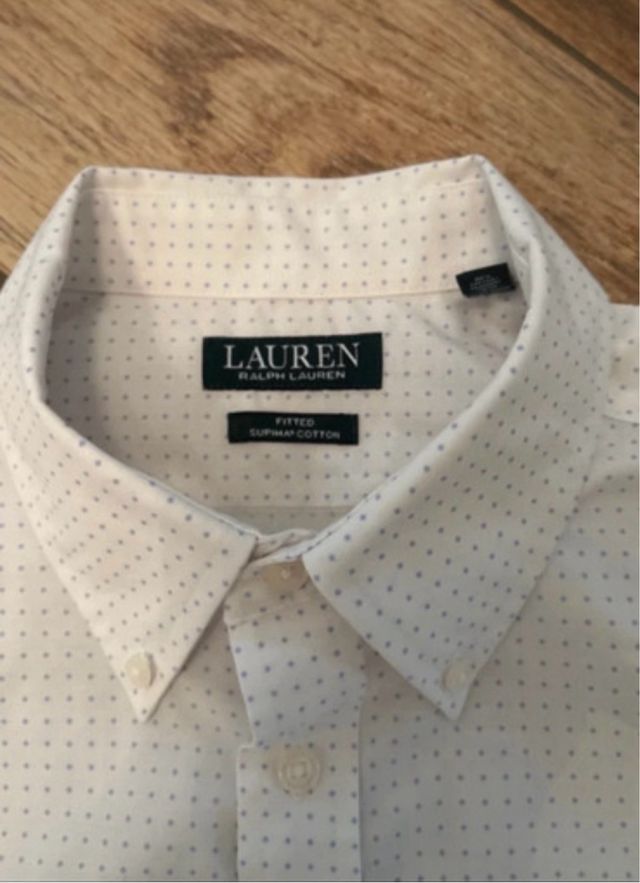 Camicia Ralph Lauren bianca a pois azzurri
