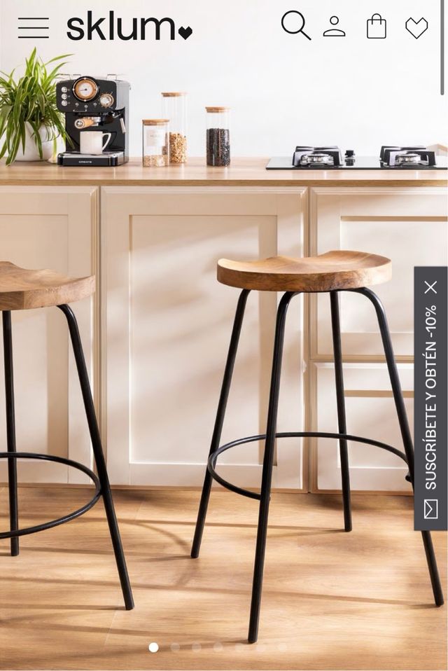 Taburete madera metal negro