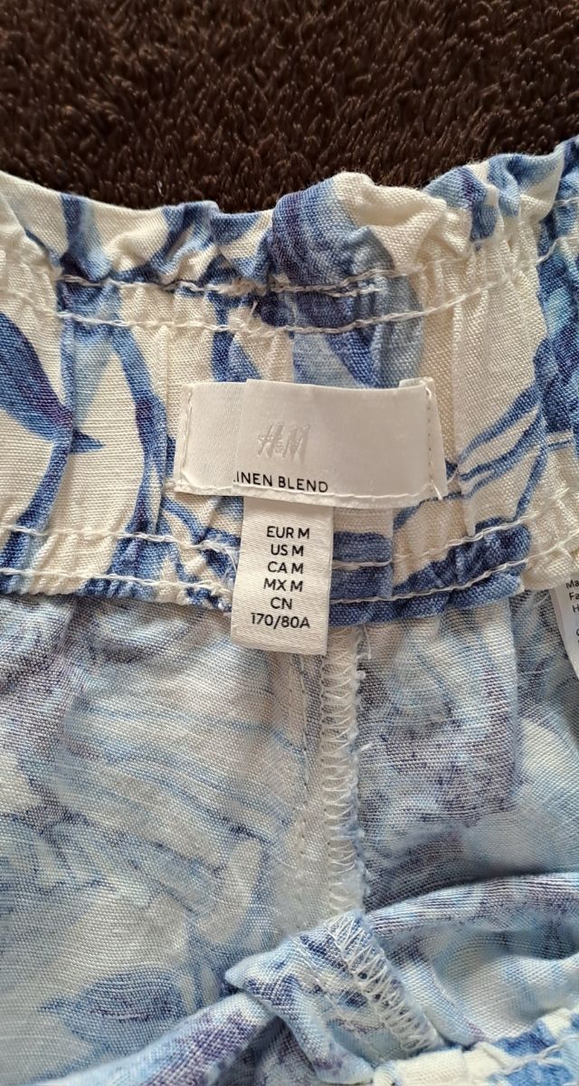 Shorts lino azul y blanco