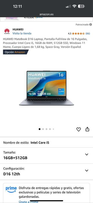 HUAWEI MateBook i5-12450h - 16GB RAM 500gb