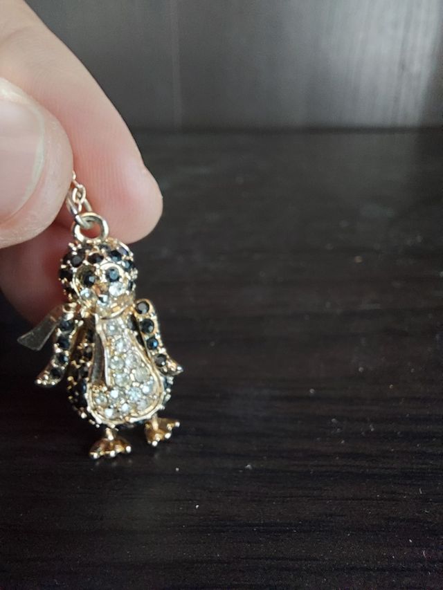 Collana pinguino Swarovski - nera e oro
