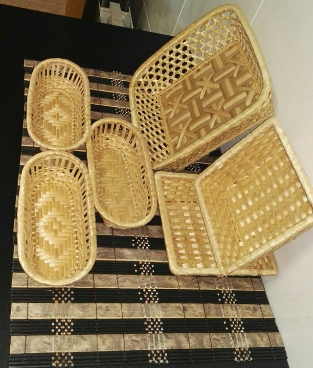 Juegos 6 paneras mimbre + SALVAMANTEL REGALO