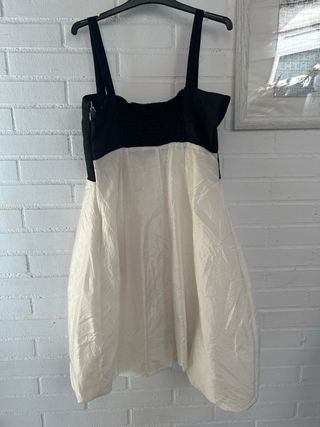 Vestido fiesta blanco y negro
