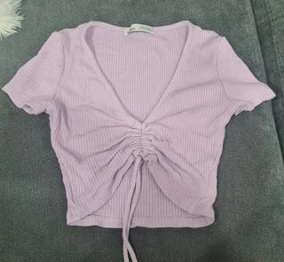 Top corto morado Pull&Bear XS
