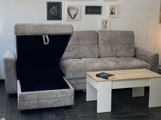 Sofá cama chaise longue gris