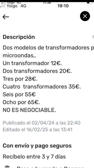Transformadores GAL-700E-4 Microondas
