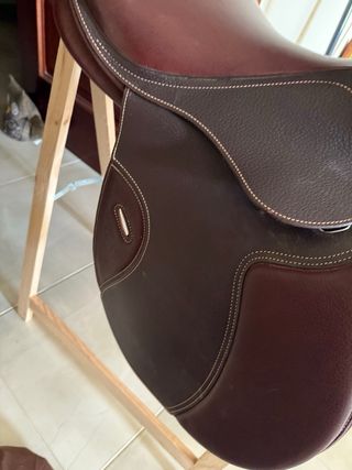 Silla salto inglesa FOUGANZA,Marrón 17,5 de piel