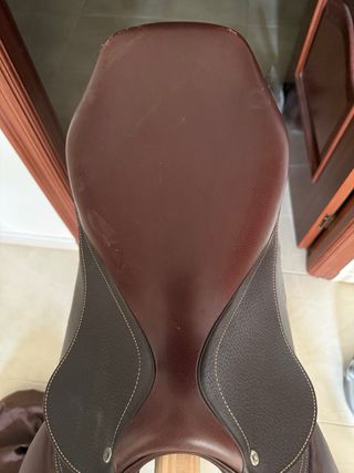 Silla salto inglesa FOUGANZA,Marrón 17,5 de piel