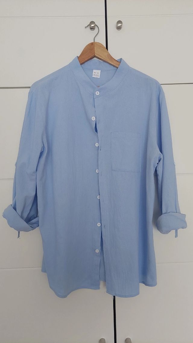 Camisa lino azul - M