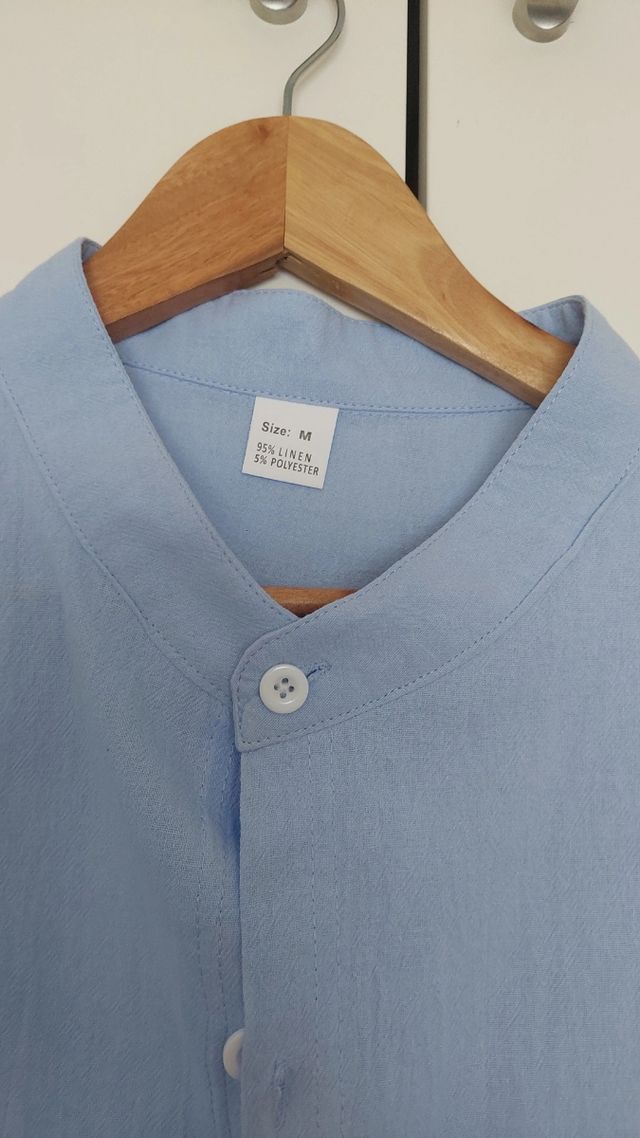 Camisa lino azul - M
