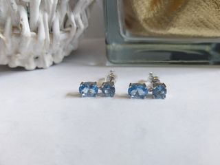 Orecchini doppio Blu Topazio 1,8ct e 1ct