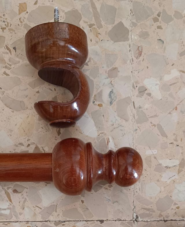 Barra cortina madera 138 cm marrón