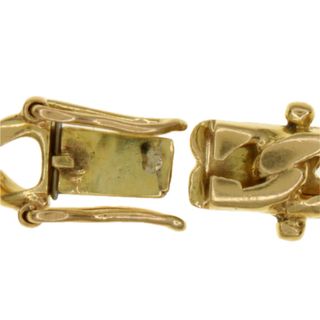 SKU:70374-Pulsera maciza BarbadaCubana oro18k 24cm