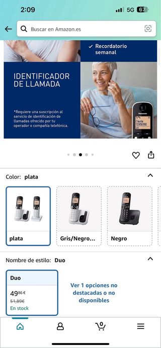 Panasonic KX-TGC212SPS Teléfono Fijo Inalámbrico D