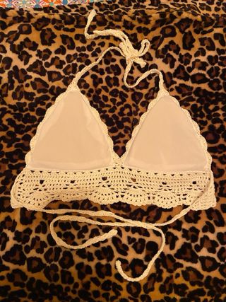 Top crochet beige - Talla única