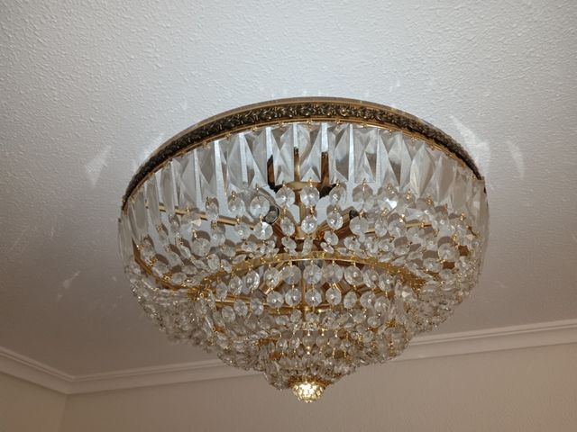 Juego Lamparas techo cristal dorada