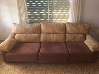 Sofá modular beige y marrón