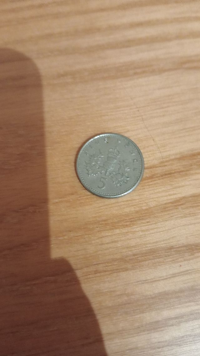 Moneta 5 pence Regno Unito 1990