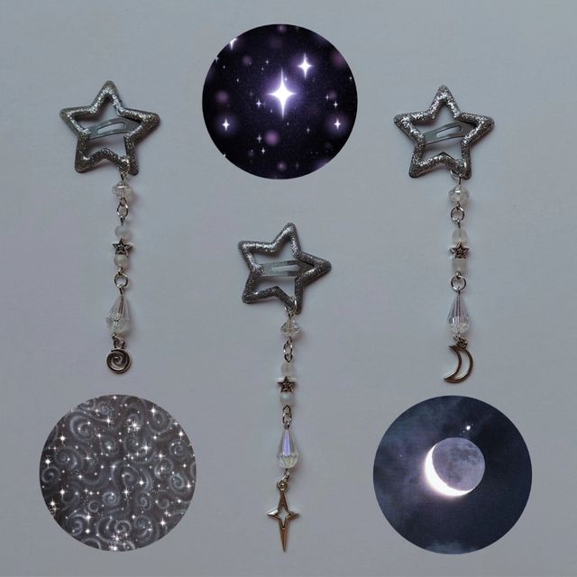 Pinzas estrella purpurina plateada ✨