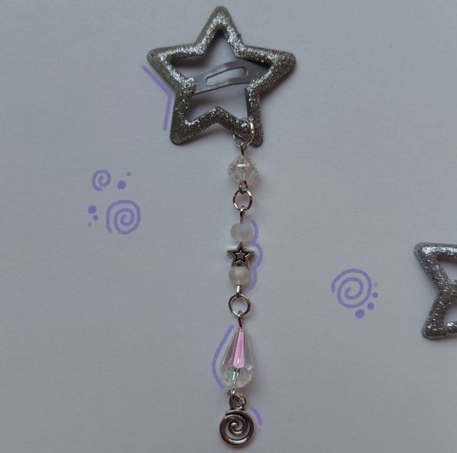 Pinzas estrella purpurina plateada ✨