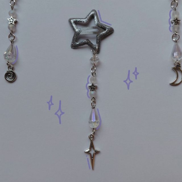 Pinzas estrella purpurina plateada ✨