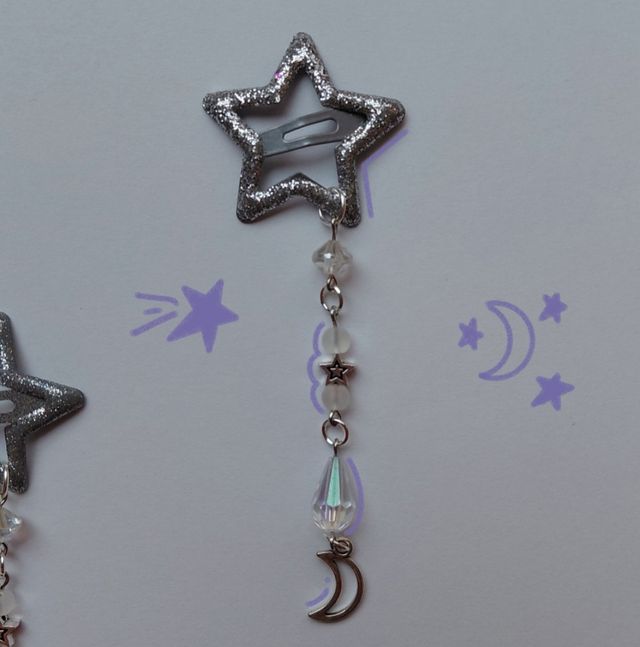 Pinzas estrella purpurina plateada ✨