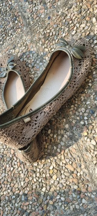 Ballerine Mtng verde militare pizzo