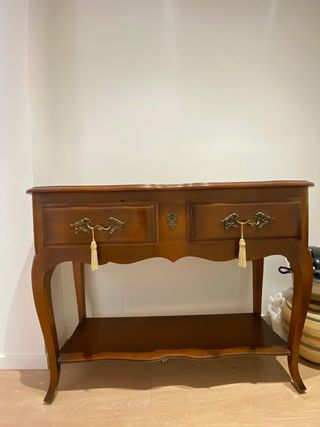 Consola madera nogal 2 cajones