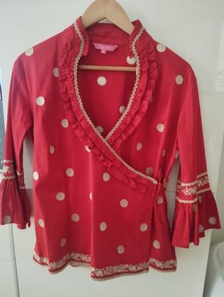 Chaqueta roja Kahyra - lunares dorados