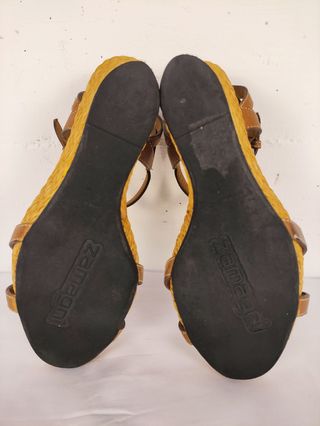 Sandali zeppa marrone donna