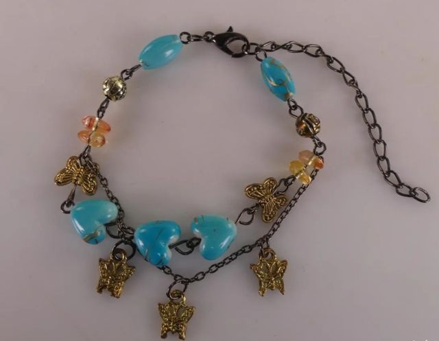 Pulsera vintage turquesa y dorada