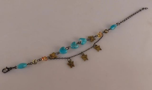 Pulsera vintage turquesa y dorada