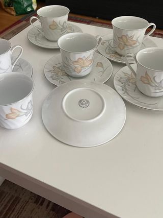 Juego café porcelana 5 tazas