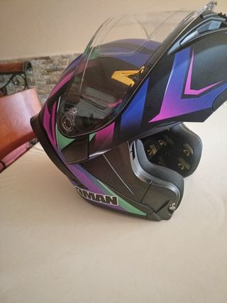 Casco moto modular Soman + bolsa