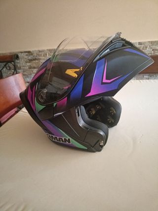 Casco moto modular Soman + bolsa