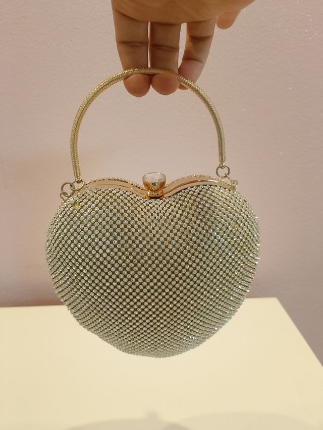 Mini borsa cuore glitter oro
