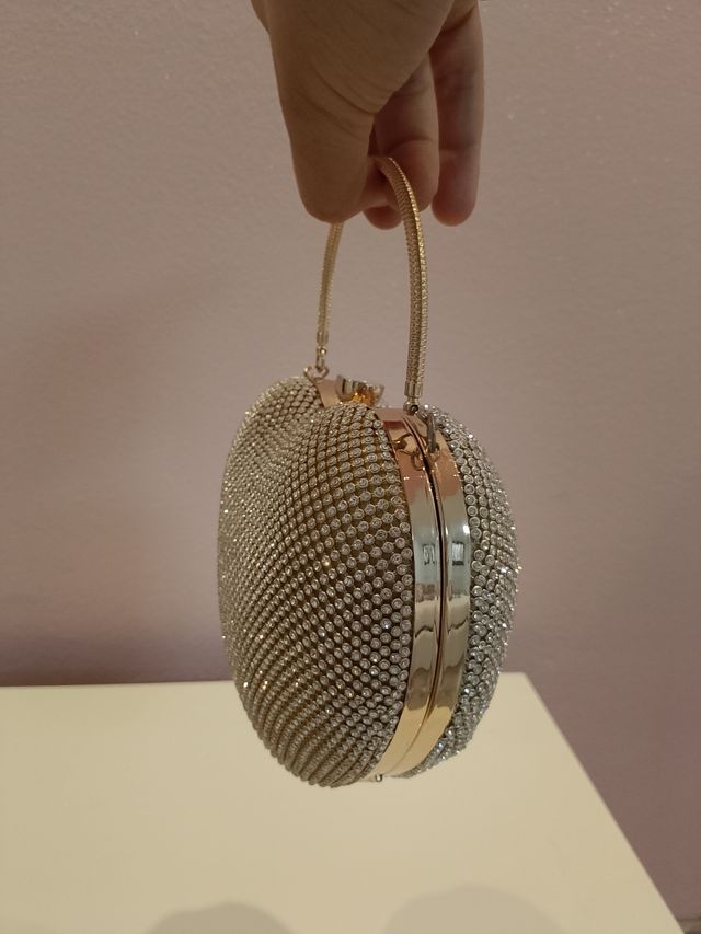 Mini borsa cuore glitter oro
