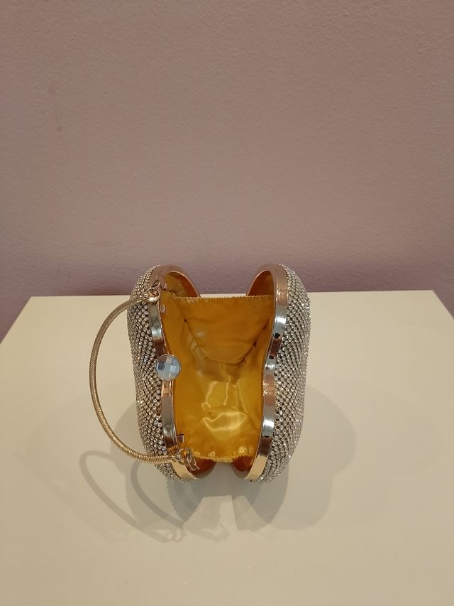 Mini borsa cuore glitter oro