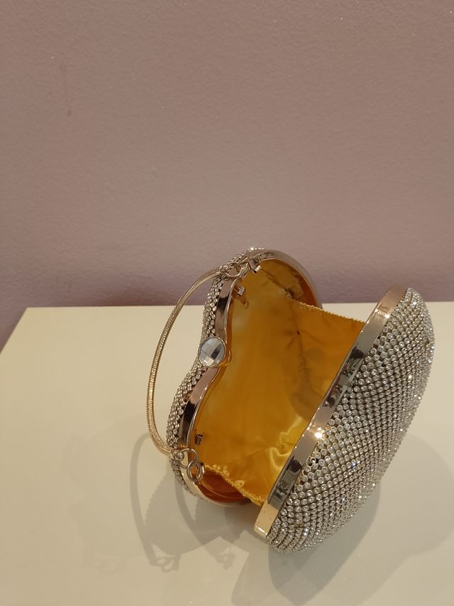 Mini borsa cuore glitter oro