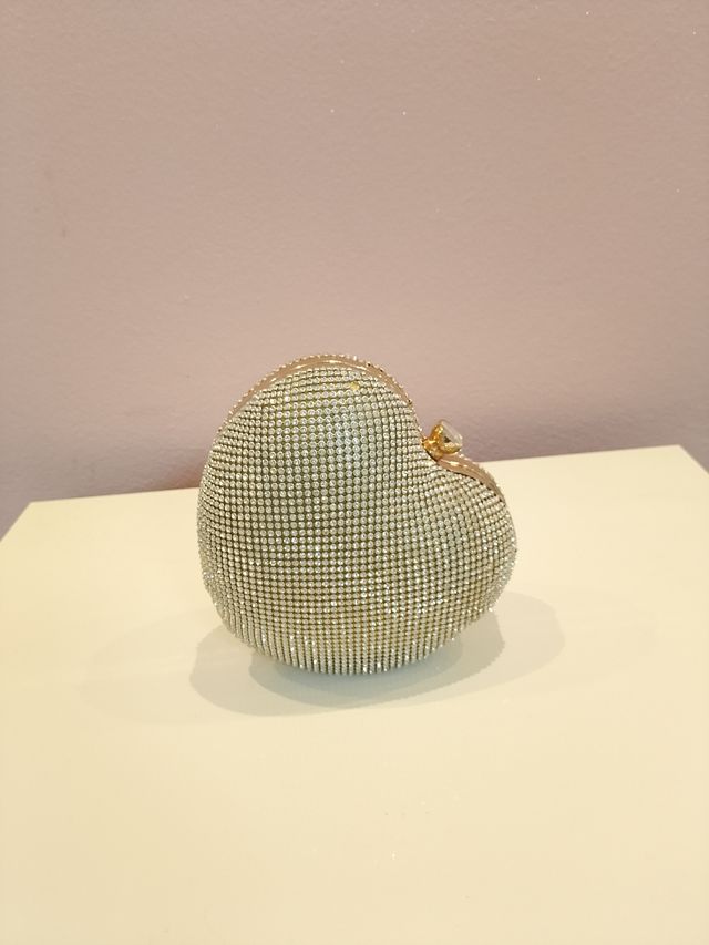 Mini borsa cuore glitter oro