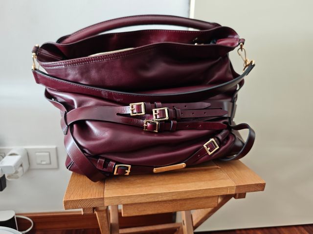 Bolso Burberrys Square Piel Burdeos