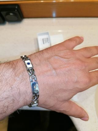 Bracciale uomo MT acciaio blu argento e oro 18k