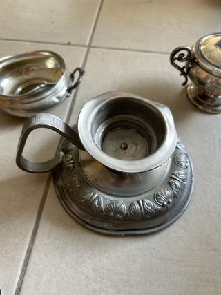 set oggetti argentato e peltro