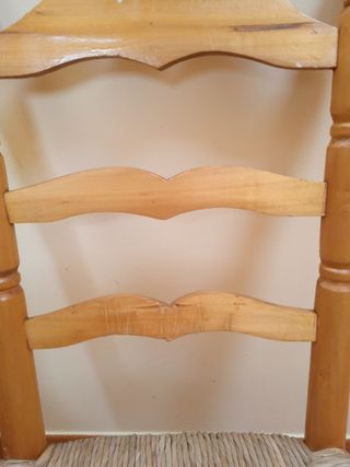 2 Sillas Madera Mimbre Rústicas